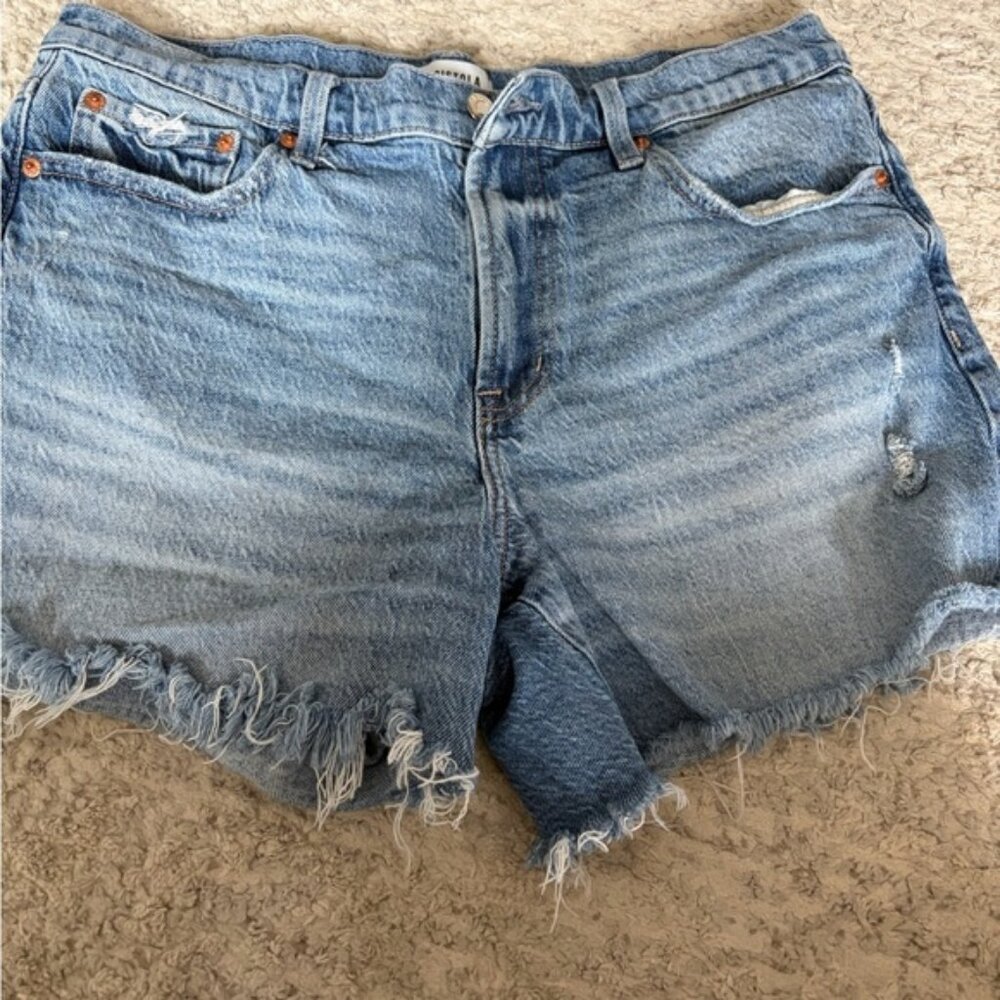 Pistola Light Blue Jean Shorts with Frayed Hem